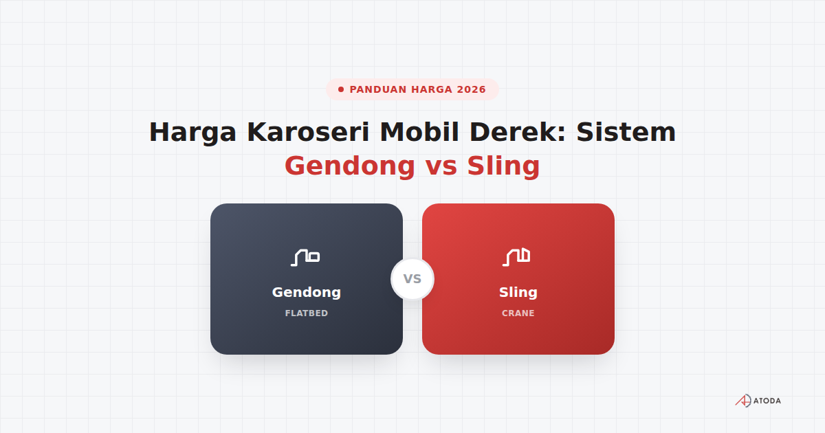 Harga Karoseri Mobil Derek 2026: Sistem Gendong vs Sling & Cara Pesan